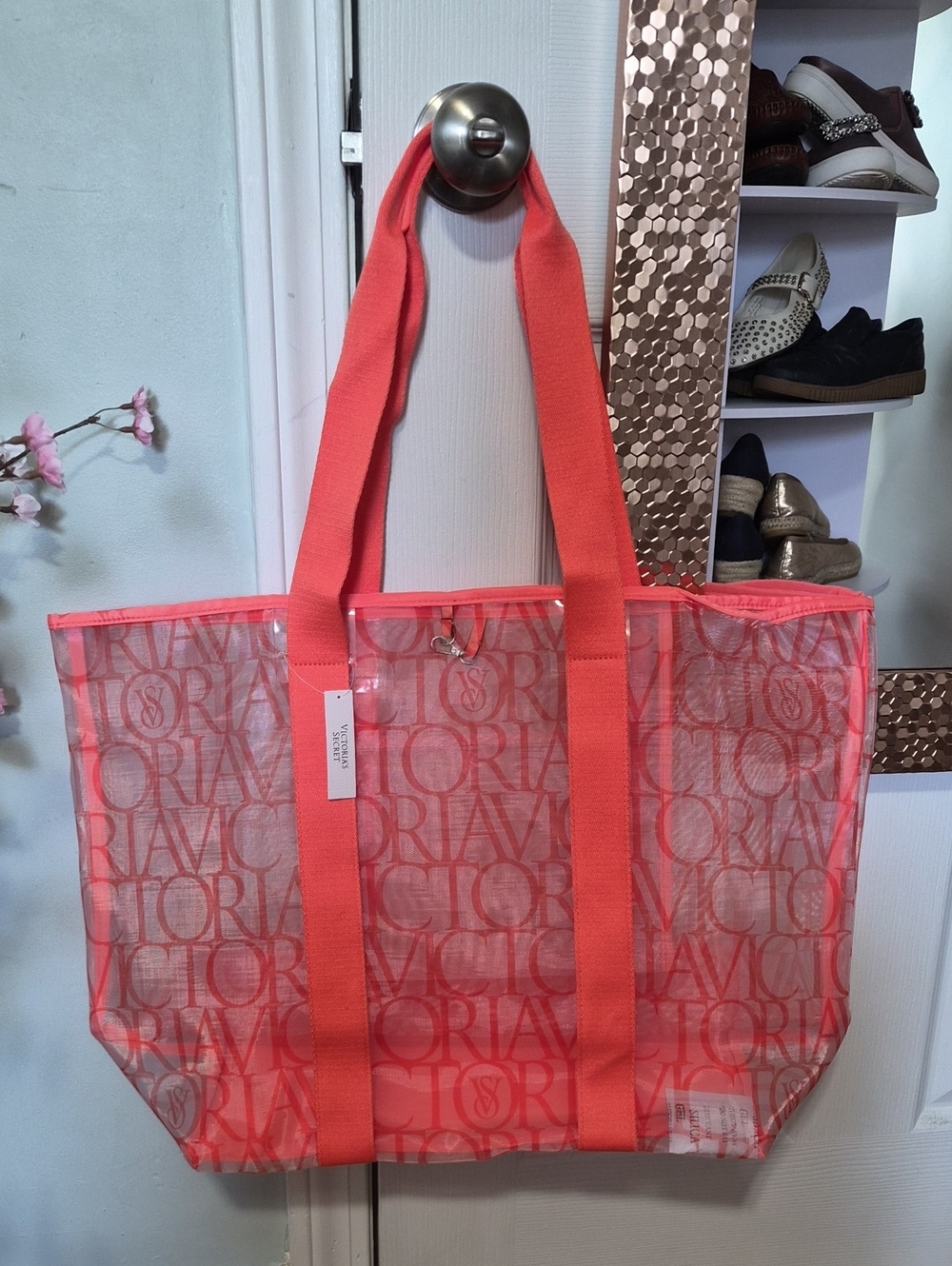 New Victoria's Secret Coral Logo Clear Tote Or Beach Bag